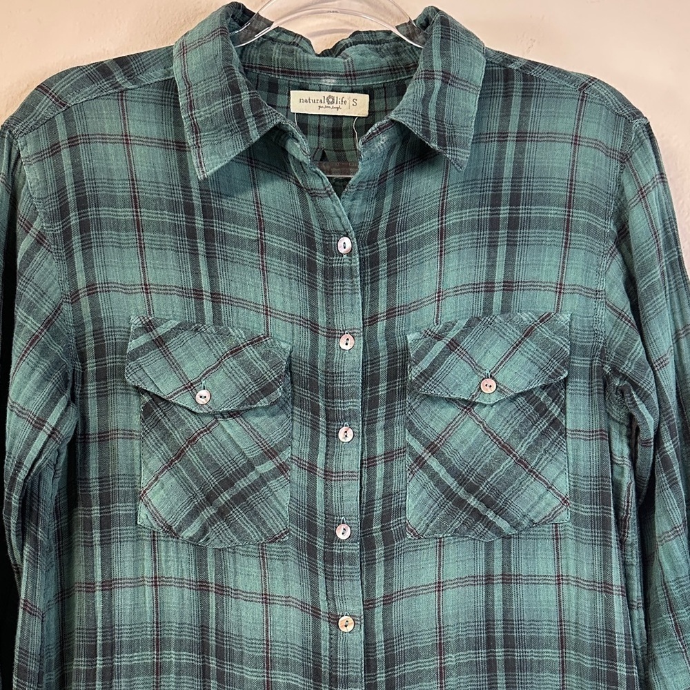 NATURAL LIFE Brooke Maxi Shirt Dress Teal Ombre S - Picture 5 of 9